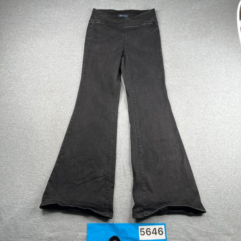 Aeropostale Pull On Flare Denim Jeans Black Casual Classic Womans Medium